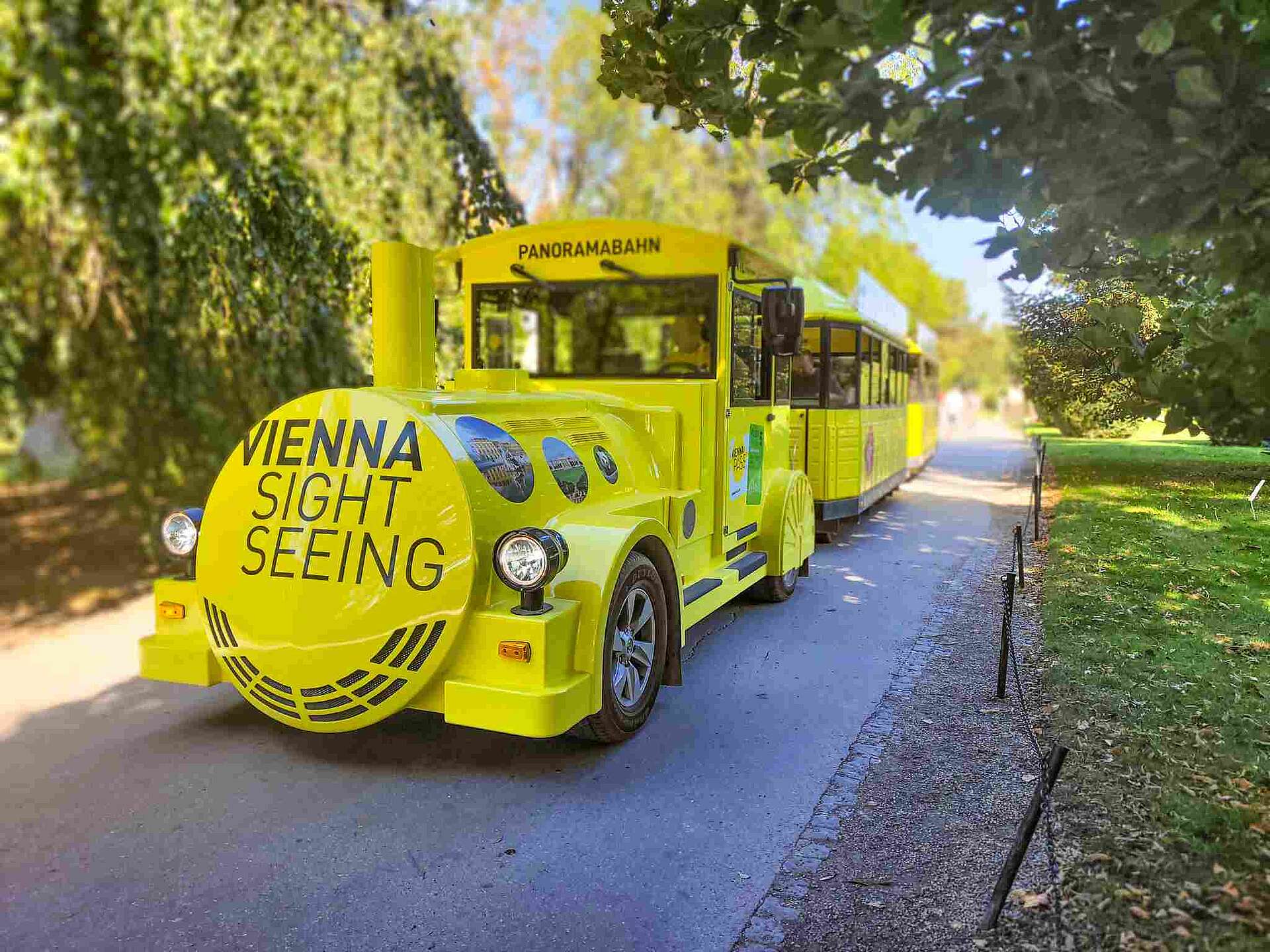Panoramic train running through the grounds
